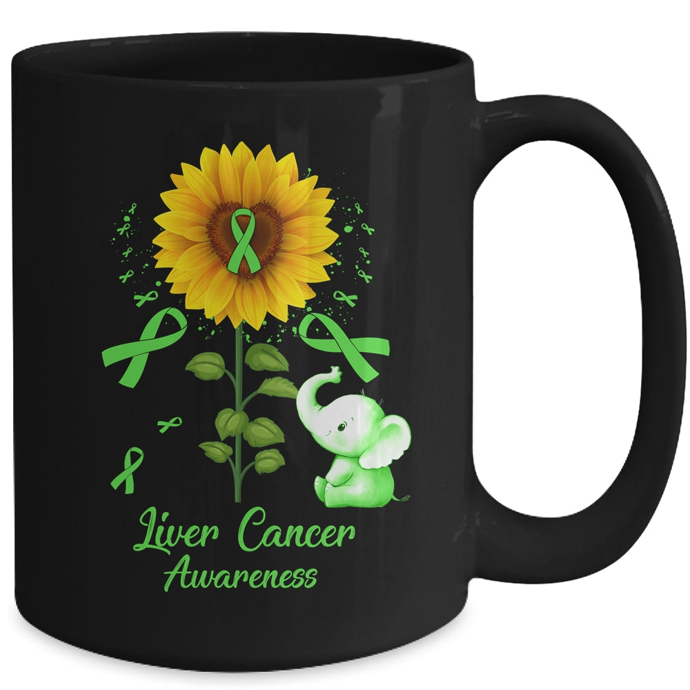 Elephant Green Ribbon Liver Cancer Awareness Sunflower Mug | siriusteestore