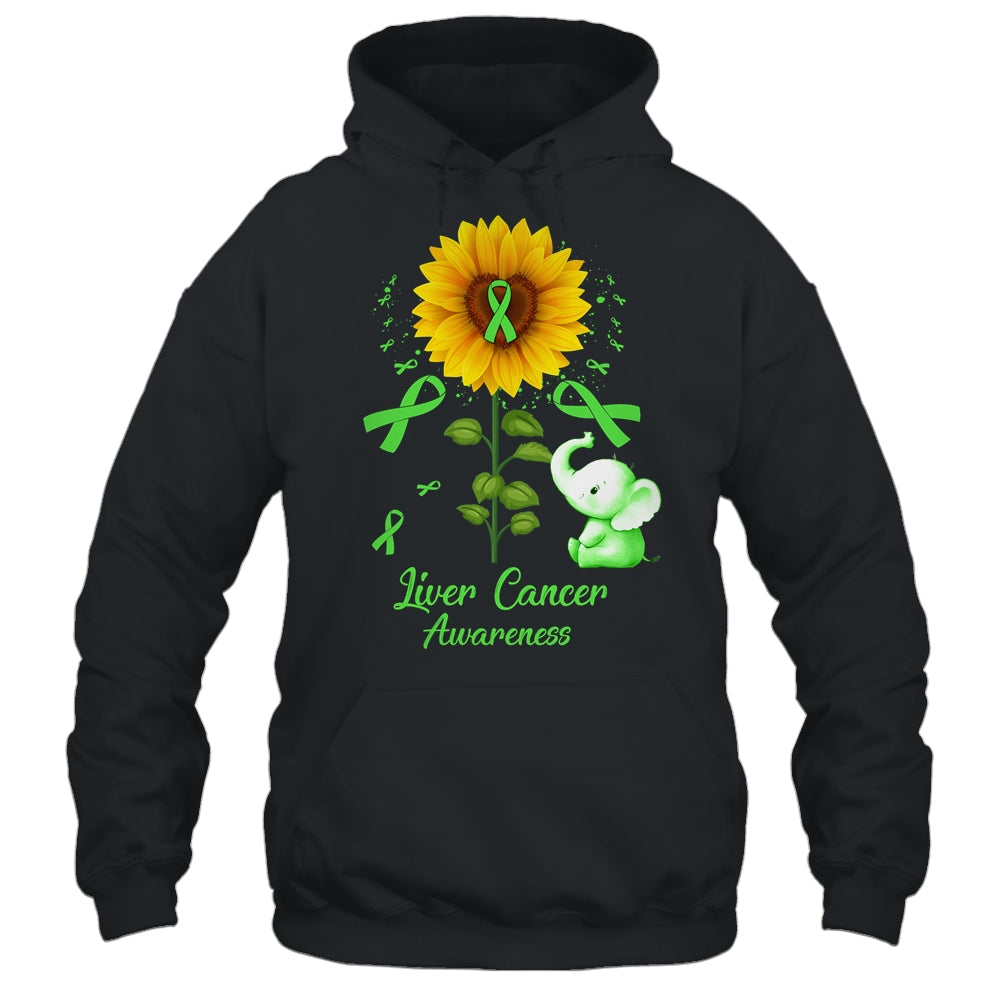 Elephant Green Ribbon Liver Cancer Awareness Sunflower Shirt & Hoodie | siriusteestore