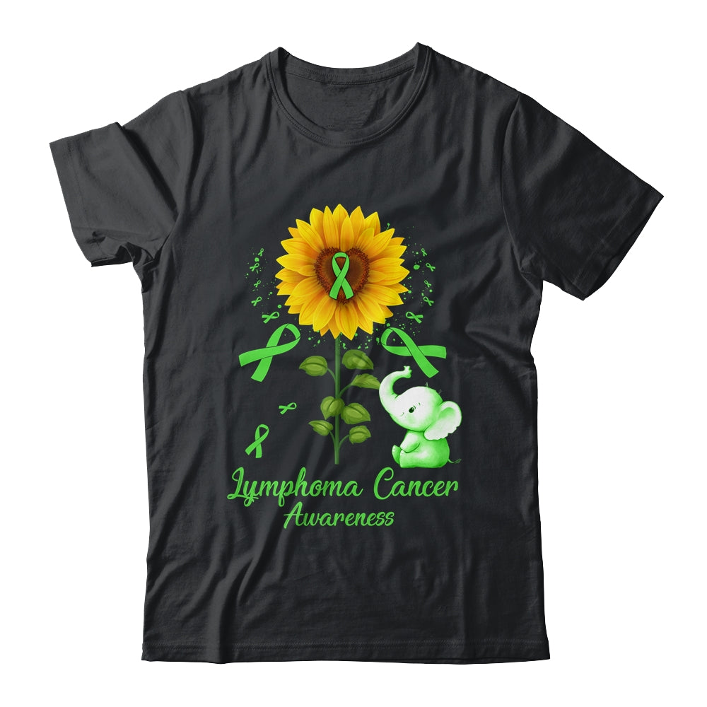 Elephant Green Ribbon Lymphoma Cancer Awareness Sunflower Shirt & Hoodie | siriusteestore