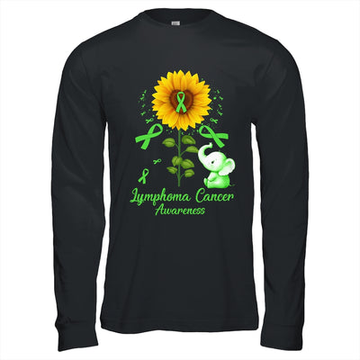 Elephant Green Ribbon Lymphoma Cancer Awareness Sunflower Shirt & Hoodie | siriusteestore