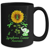 Elephant Green Ribbon Lymphoma Cancer Awareness Sunflower Mug | siriusteestore