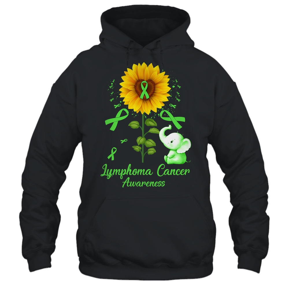 Elephant Green Ribbon Lymphoma Cancer Awareness Sunflower Shirt & Hoodie | siriusteestore