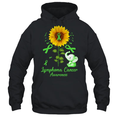 Elephant Green Ribbon Lymphoma Cancer Awareness Sunflower Shirt & Hoodie | siriusteestore