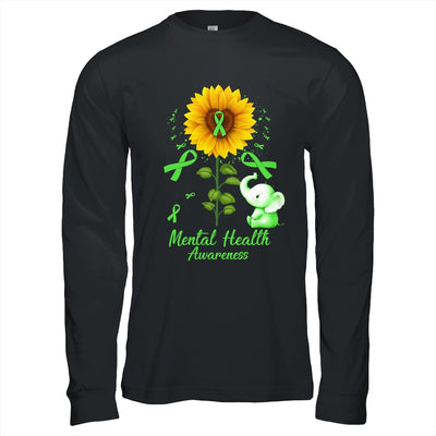 Elephant Green Ribbon Mental Health Awareness Sunflower Shirt & Hoodie | siriusteestore