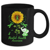 Elephant Green Ribbon Mental Health Awareness Sunflower Mug | siriusteestore