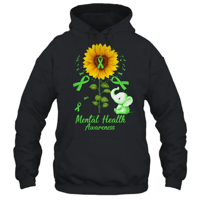 Elephant Green Ribbon Mental Health Awareness Sunflower Shirt & Hoodie | siriusteestore