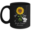 Elephant Grey Ribbon Brain Cancer Awareness Sunflower Mug | siriusteestore