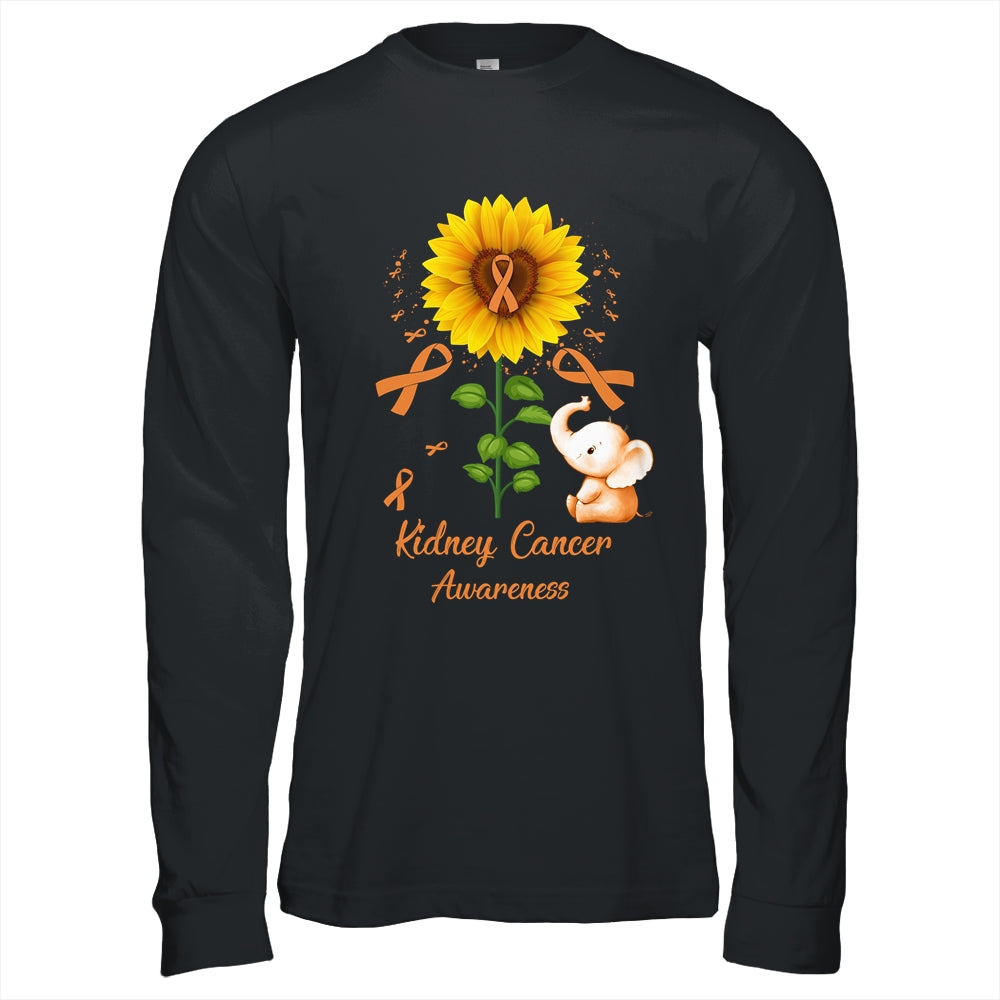 Elephant Orange Ribbon Kidney Cancer Awareness Sunflower Shirt & Hoodie | siriusteestore