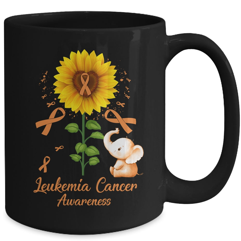 Elephant Orange Ribbon Leukemia Cancer Awareness Sunflower Mug | siriusteestore