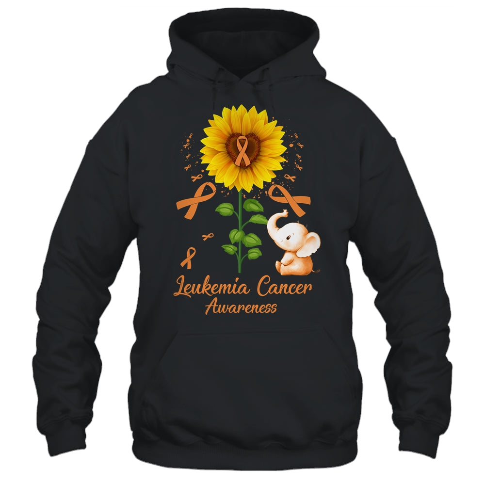 Elephant Orange Ribbon Leukemia Cancer Awareness Sunflower Shirt & Hoodie | siriusteestore
