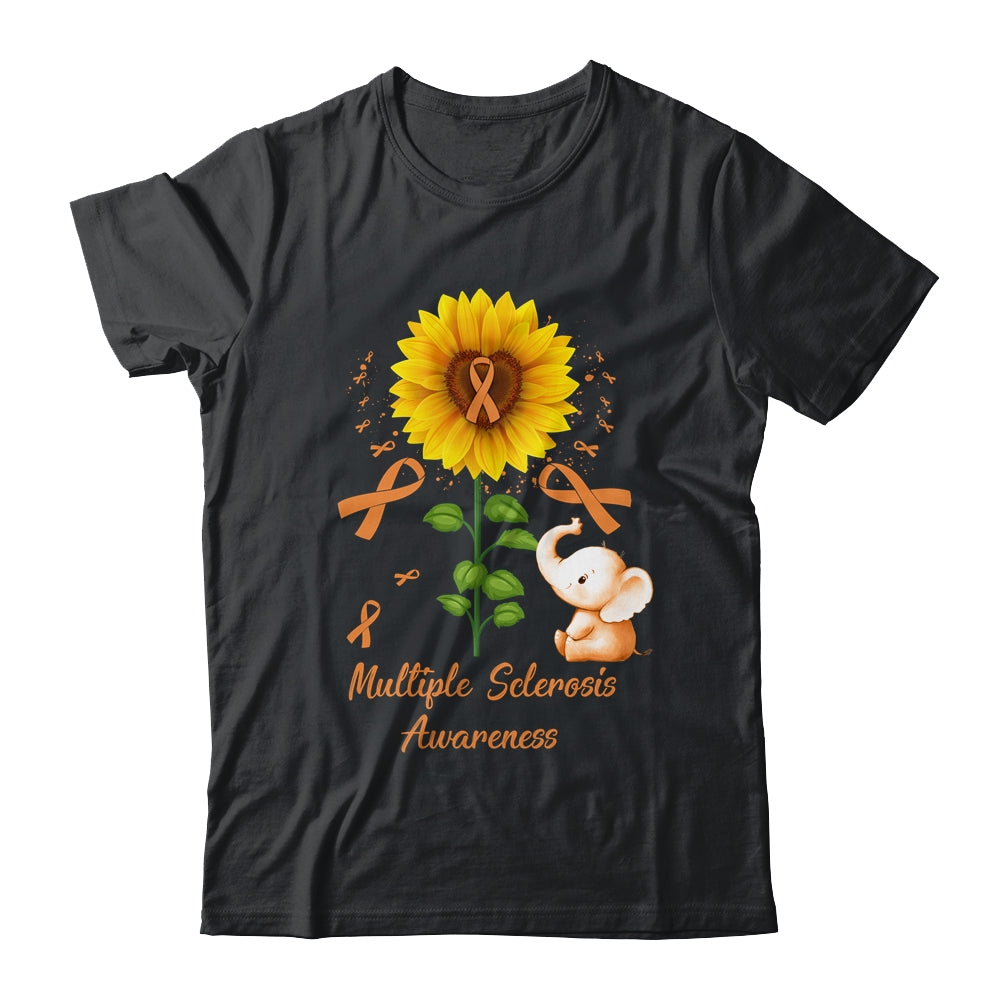 Elephant Orange Ribbon Multiple Sclerosis Awareness Sunflower Shirt & Hoodie | siriusteestore