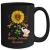 Elephant Orange Ribbon Multiple Sclerosis Awareness Sunflower Mug | siriusteestore
