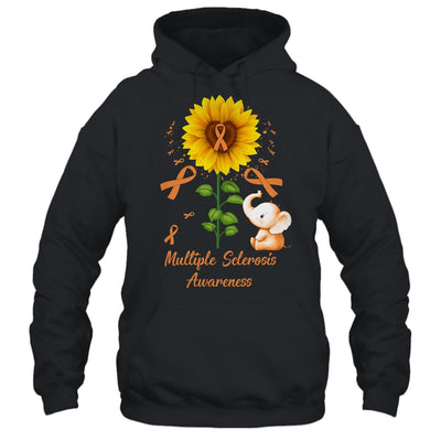 Elephant Orange Ribbon Multiple Sclerosis Awareness Sunflower Shirt & Hoodie | siriusteestore