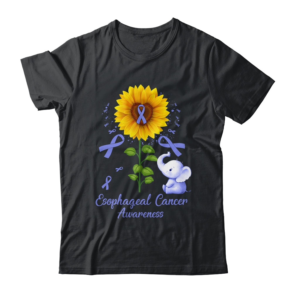 Elephant Periwinkle Ribbon Esophageal Cancer Awareness Sunflower Shirt & Hoodie | siriusteestore