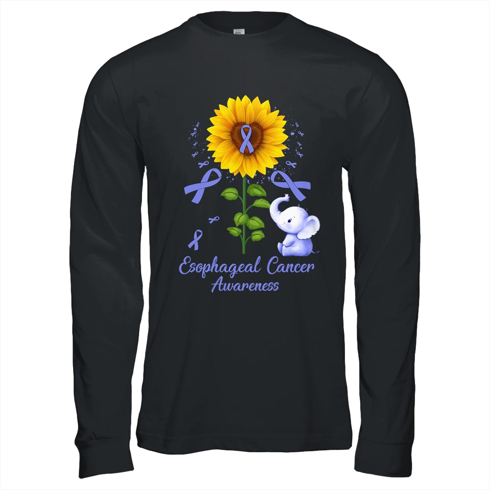 Elephant Periwinkle Ribbon Esophageal Cancer Awareness Sunflower Shirt & Hoodie | siriusteestore