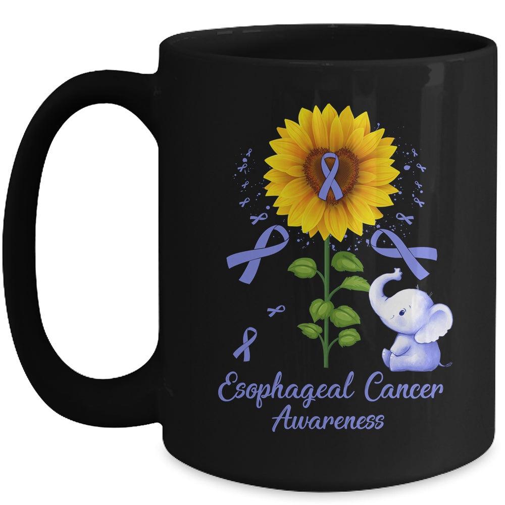 Elephant Periwinkle Ribbon Esophageal Cancer Awareness Sunflower Mug | siriusteestore