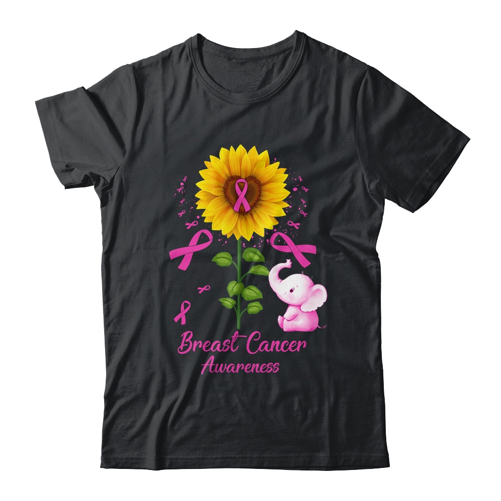 Elephant Pink Ribbon Breast Cancer Awareness Sunflower Shirt & Hoodie | siriusteestore