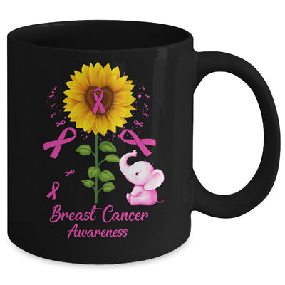 Elephant Pink Ribbon Breast Cancer Awareness Sunflower Mug | siriusteestore