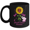 Elephant Pink Ribbon Breast Cancer Awareness Sunflower Mug | siriusteestore