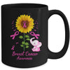 Elephant Pink Ribbon Breast Cancer Awareness Sunflower Mug | siriusteestore
