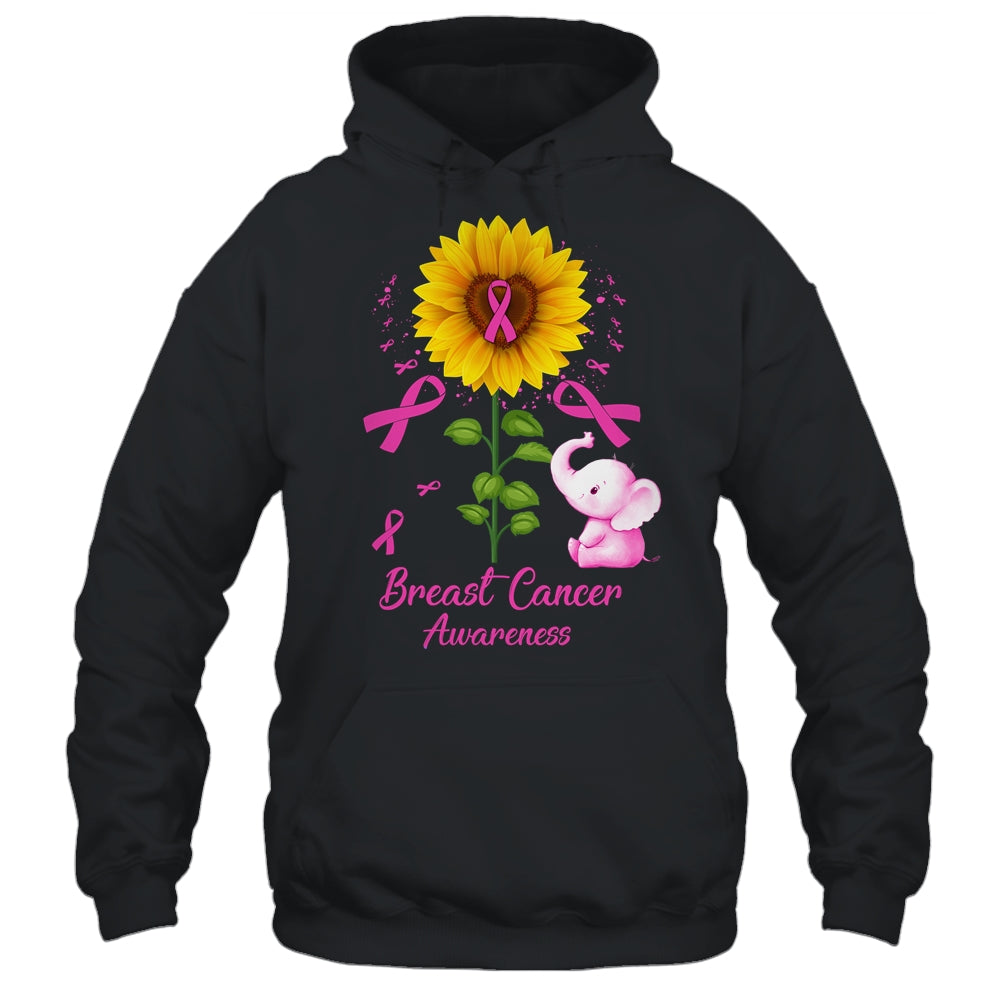 Elephant Pink Ribbon Breast Cancer Awareness Sunflower Shirt & Hoodie | siriusteestore