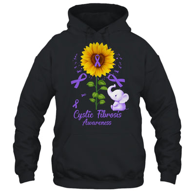 Elephant Purple Ribbon Cystic Fibrosis Awareness Sunflower Shirt & Hoodie | siriusteestore