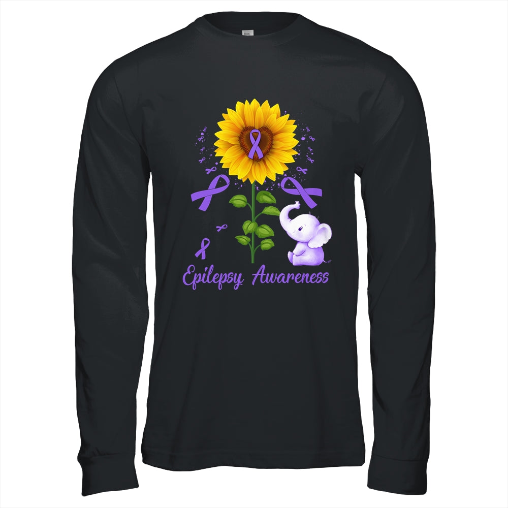 Elephant Purple Ribbon Epilepsy Awareness Sunflower Shirt & Hoodie | siriusteestore