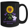 Elephant Purple Ribbon Gynecological Cancer Awareness Sunflower Mug | siriusteestore