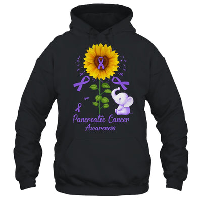 Elephant Purple Ribbon Pancreatic Cancer Awareness Sunflower Shirt & Hoodie | siriusteestore