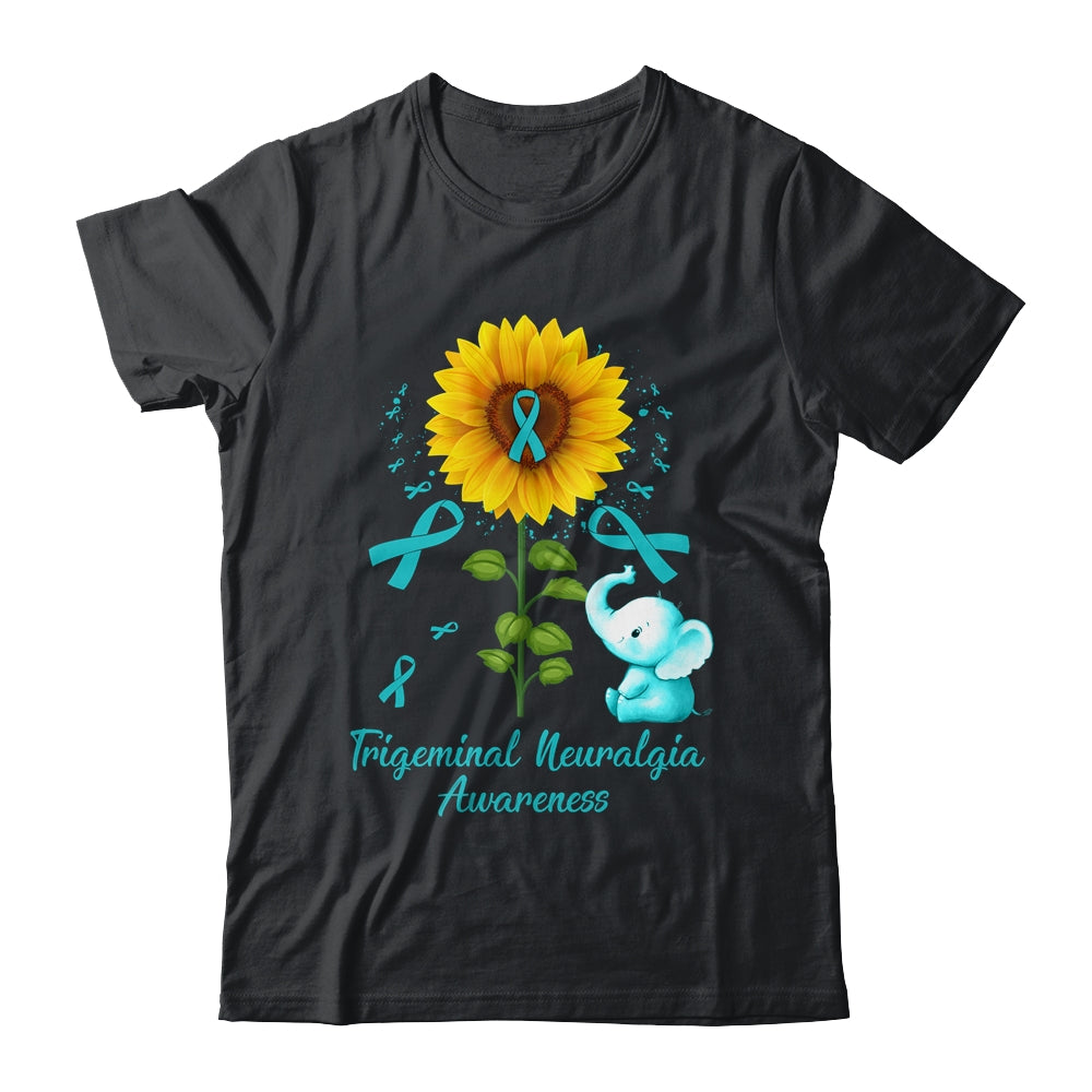 Elephant Teal Ribbon Trigeminal Neuralgia Awareness Sunflower Shirt & Hoodie | siriusteestore