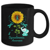Elephant Turquoise Ribbon Dysautonomia Awareness Sunflower Mug | siriusteestore