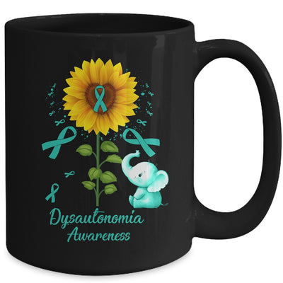 Elephant Turquoise Ribbon Dysautonomia Awareness Sunflower Mug | siriusteestore