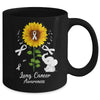Elephant White Ribbon Lung Cancer Awareness Sunflower Mug | siriusteestore
