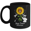 Elephant White Ribbon Lung Cancer Awareness Sunflower Mug | siriusteestore
