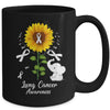 Elephant White Ribbon Lung Cancer Awareness Sunflower Mug | siriusteestore