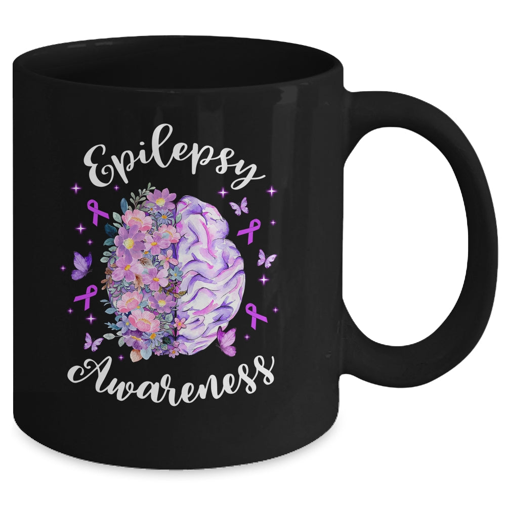 Epilepsy Awareness Month We Wear Purple Brain Flower Mug | siriusteestore
