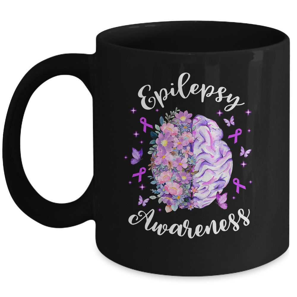 Epilepsy Awareness Month We Wear Purple Brain Flower Mug | siriusteestore