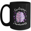 Epilepsy Awareness Month We Wear Purple Brain Flower Mug | siriusteestore