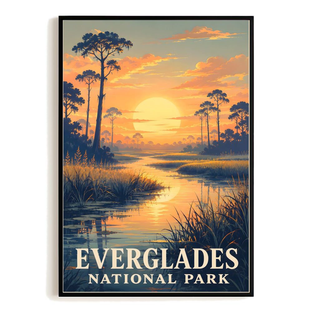 Everglades National Park Travel Gift Poster Vintage Sunset Wetland Landscape Wall Art Decor For Nature Lovers Home Office Living Room Bedroom Souvenir Print Unframed | siriusteestore