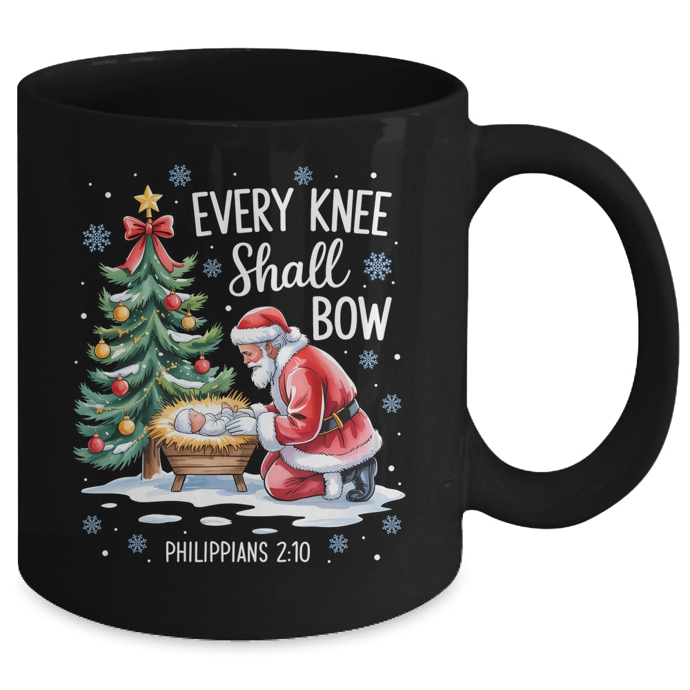 Every Knee Shall Bow Santa Christmas Christian Faith Xmas Mug | siriusteestore