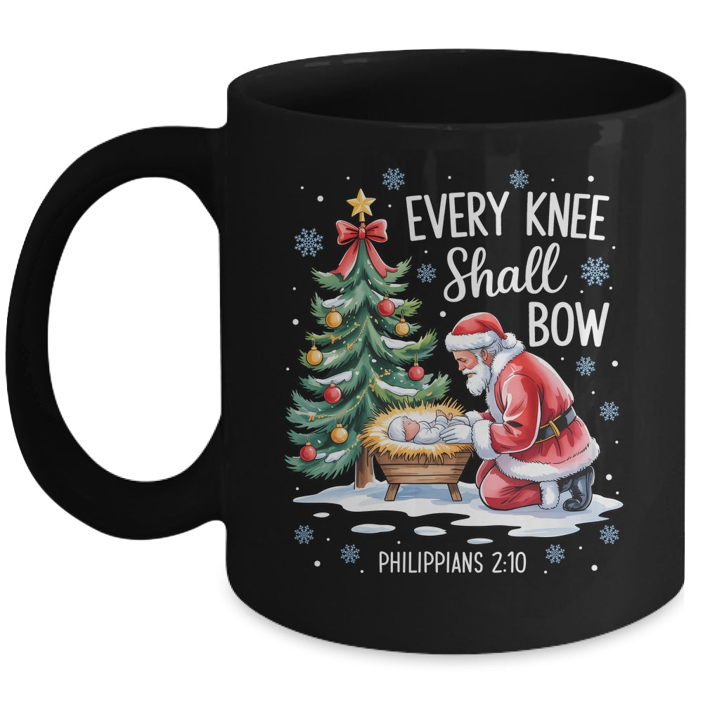 Every Knee Shall Bow Santa Christmas Christian Faith Xmas Mug | siriusteestore