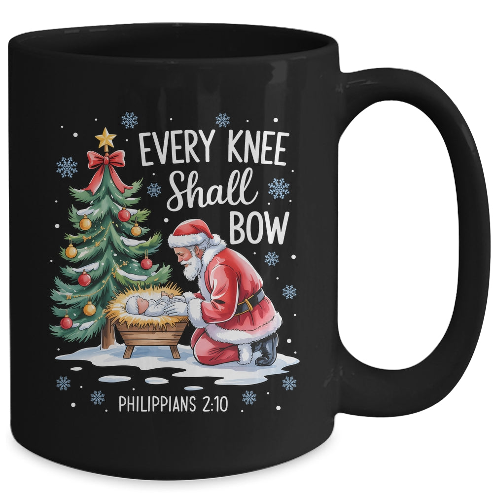 Every Knee Shall Bow Santa Christmas Christian Faith Xmas Mug | siriusteestore