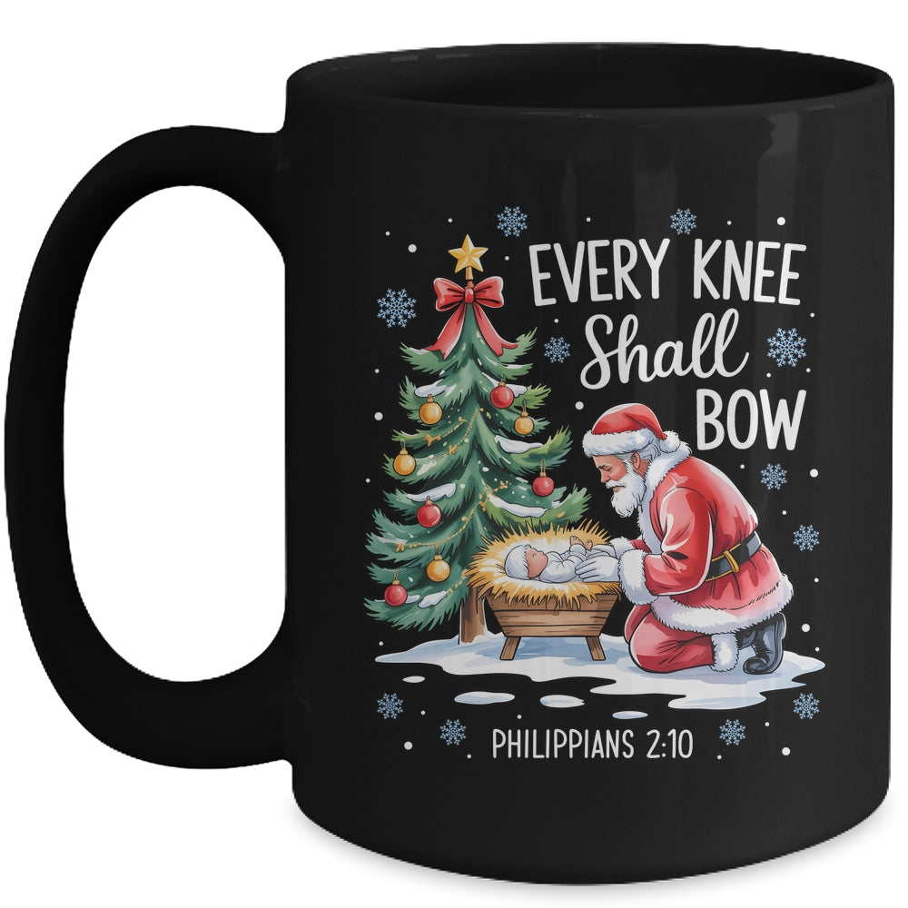 Every Knee Shall Bow Santa Christmas Christian Faith Xmas Mug | siriusteestore