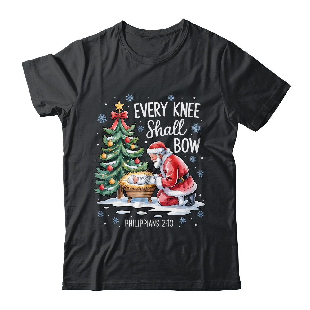 Every Knee Shall Bow Santa Christmas Christian Faith Xmas Shirt & Sweatshirt | siriusteestore