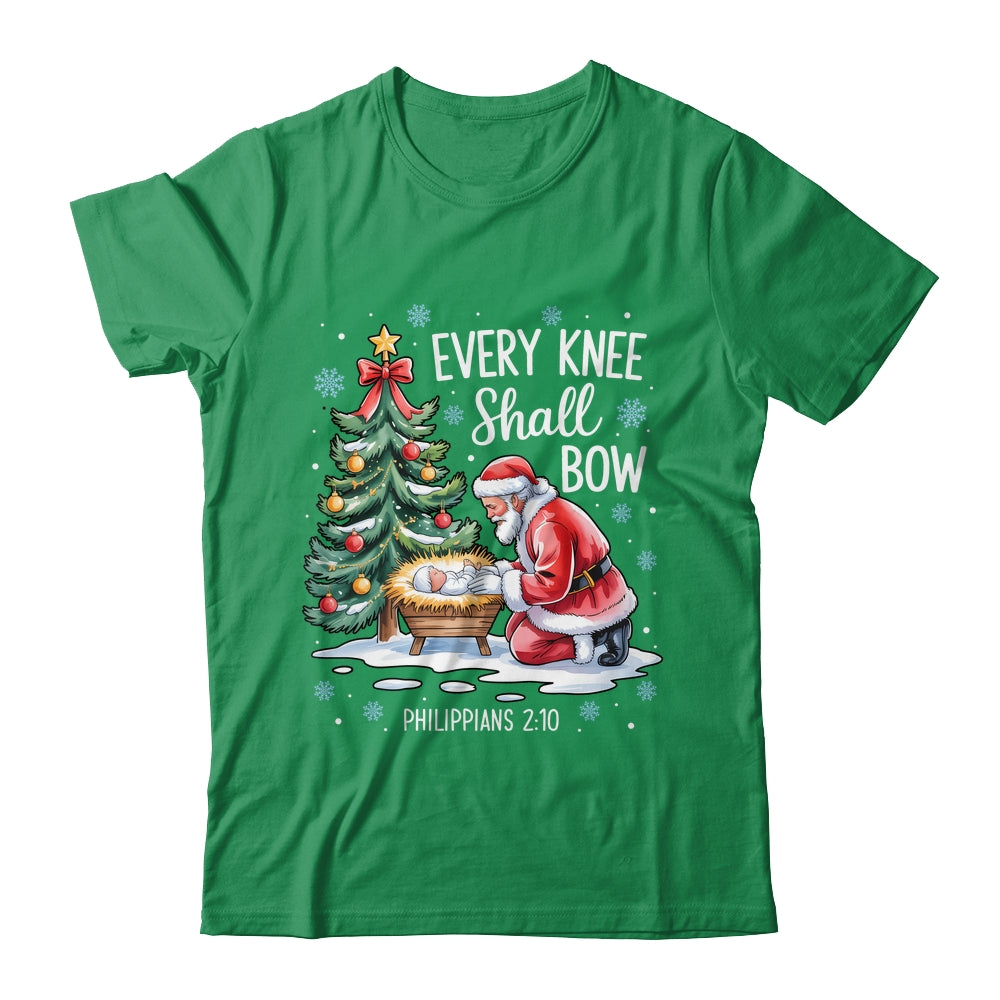 Every Knee Shall Bow Santa Christmas Christian Faith Xmas Shirt & Sweatshirt | siriusteestore