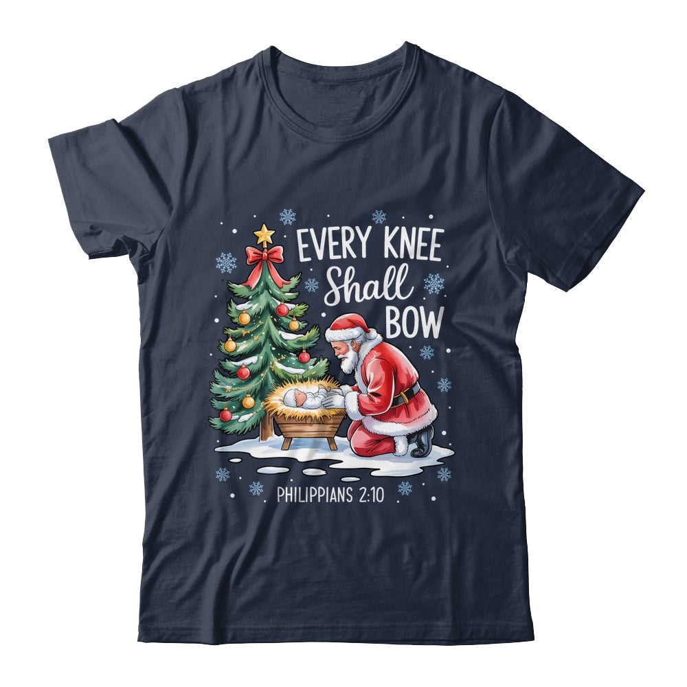 Every Knee Shall Bow Santa Christmas Christian Faith Xmas Shirt & Sweatshirt | siriusteestore