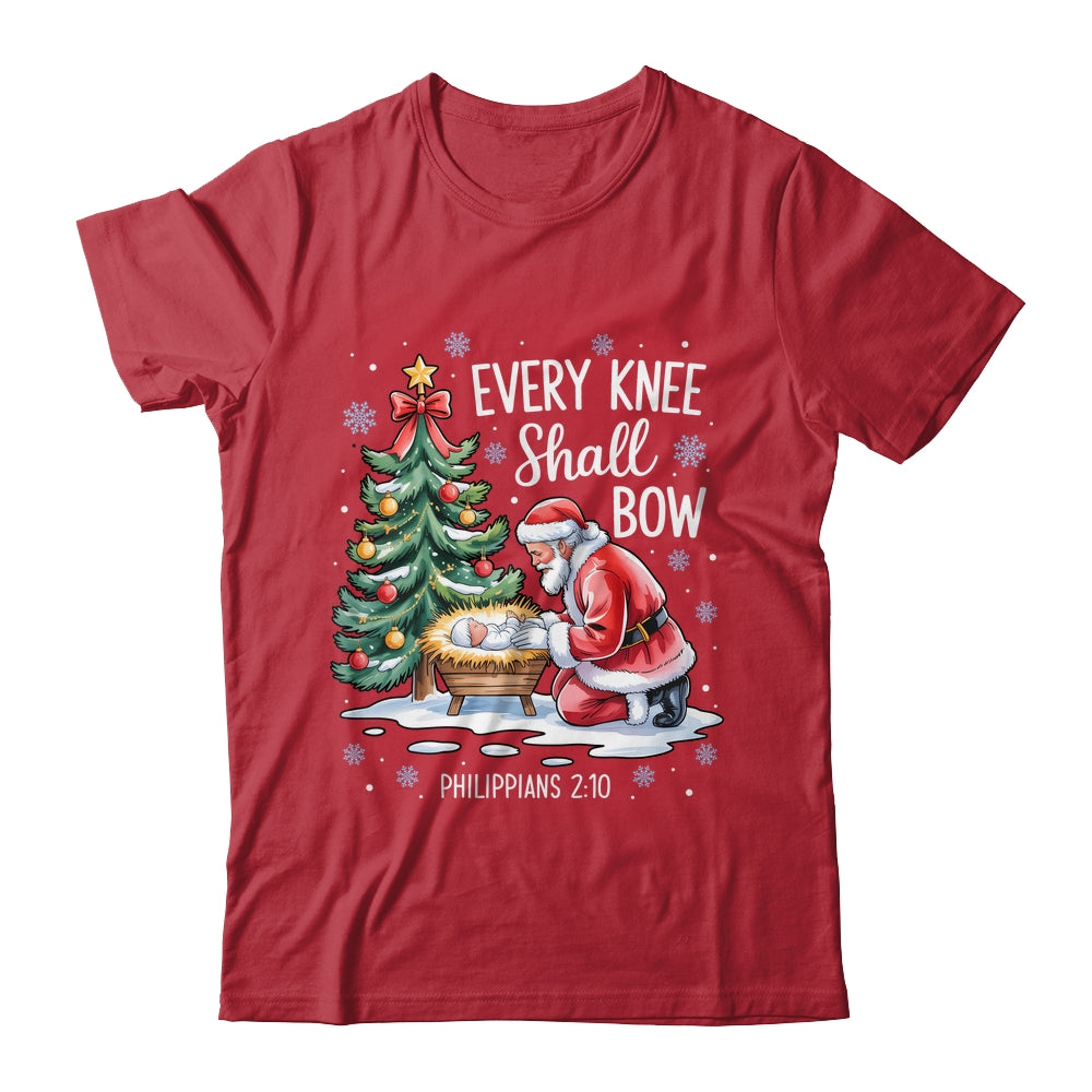 Every Knee Shall Bow Santa Christmas Christian Faith Xmas Shirt & Sweatshirt | siriusteestore