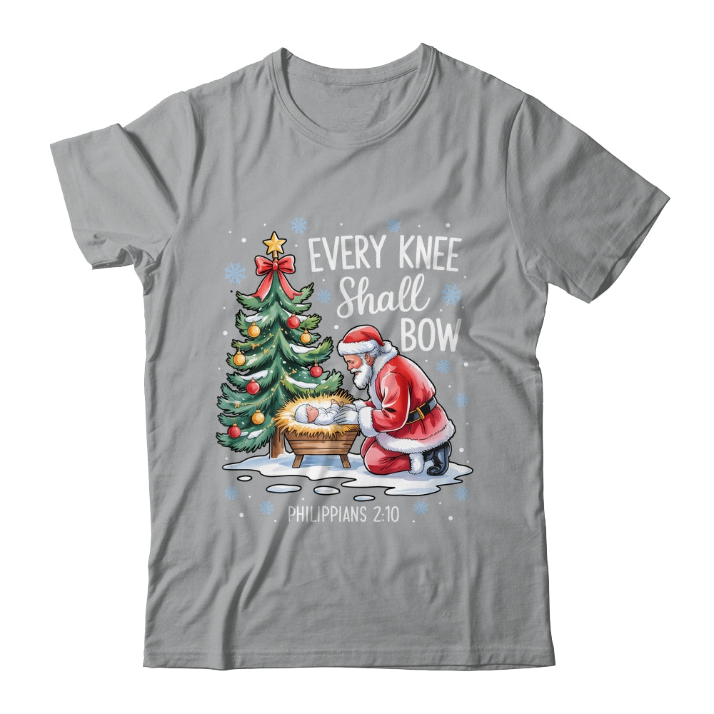 Every Knee Shall Bow Santa Christmas Christian Faith Xmas Shirt & Sweatshirt | siriusteestore
