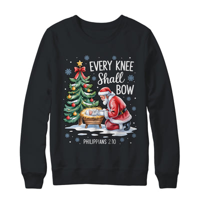 Every Knee Shall Bow Santa Christmas Christian Faith Xmas Shirt & Sweatshirt | siriusteestore