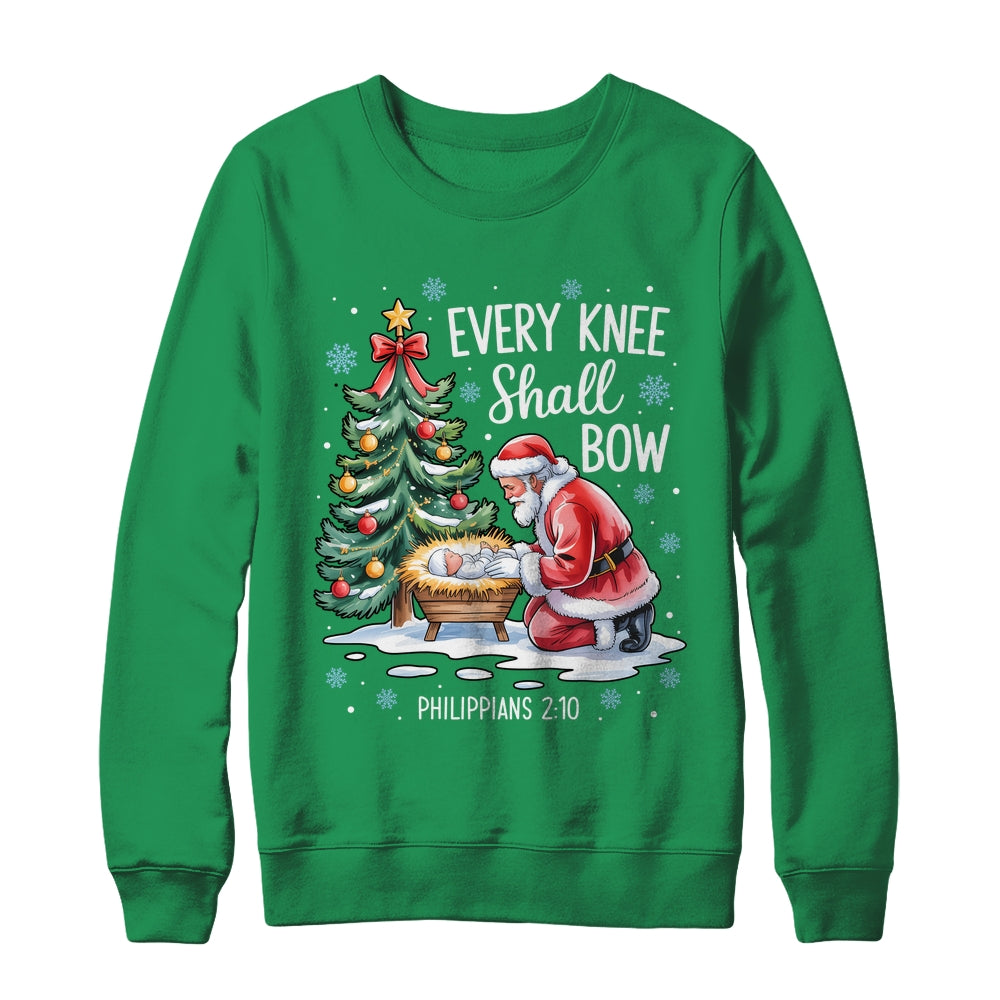 Every Knee Shall Bow Santa Christmas Christian Faith Xmas Shirt & Sweatshirt | siriusteestore